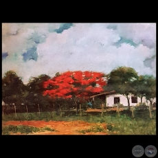 PAISAJE RURAL CON CHIVATO ROJO - Obra de FEDERICO ORDIÑANA